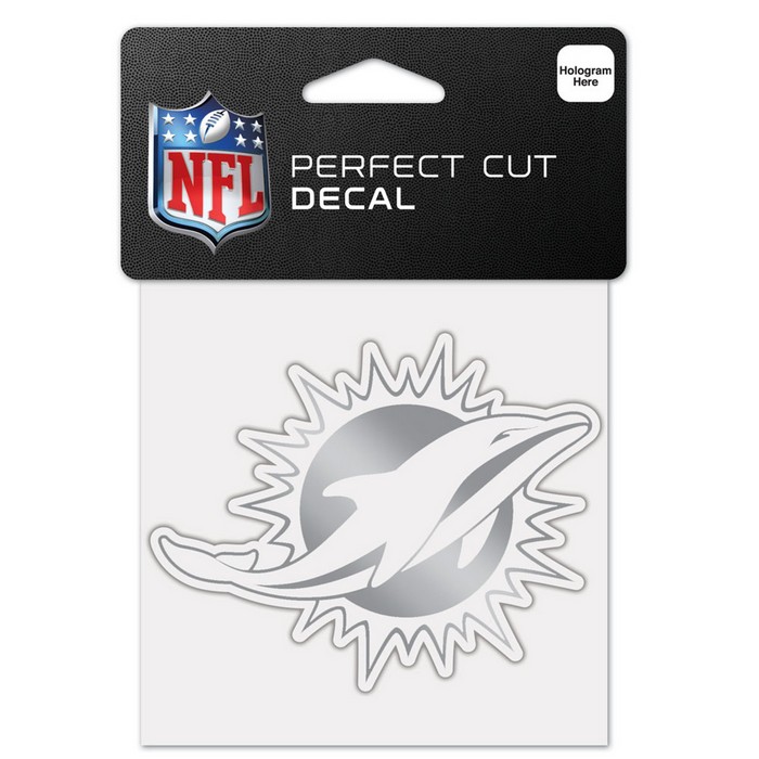 Wincraft Miami Dolphins Decal 4x4 Perfect Cut Metallic Silver -