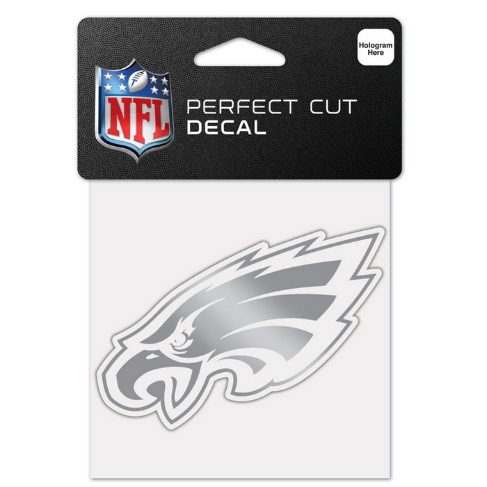 Wincraft Philadelphia Eagles Decal 4x4 Perfect Cut Metallic Silver -