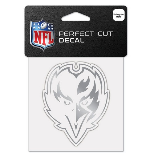 Baltimore Ravens Decal 4x4 Perfect Cut Metallic Silver -