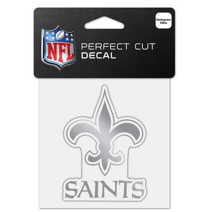 Wincraft New Orleans Saints Decal 4x4 Perfect Cut Metallic Silver -