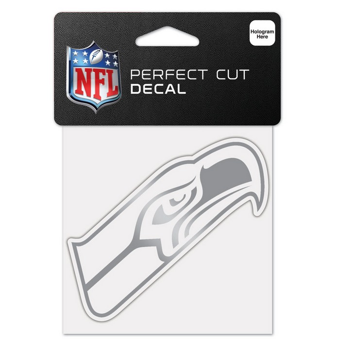 Seattle Seahawks Decal 4x4 Perfect Cut Metallic Silver -