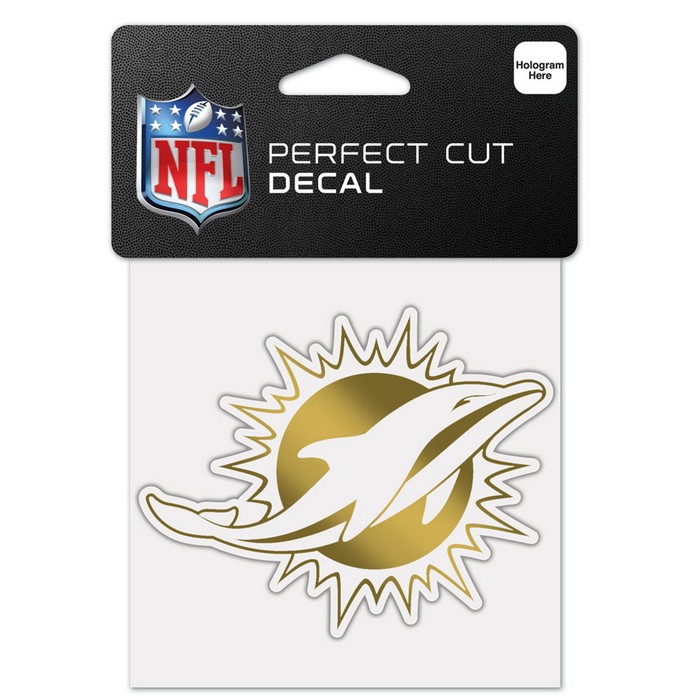 Miami Dolphins Decal 4x4 Perfect Cut Metallic Gold -