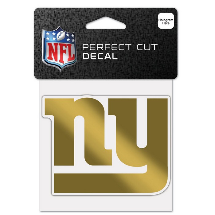 New York Giants Decal 4x4 Perfect Cut Metallic Gold -