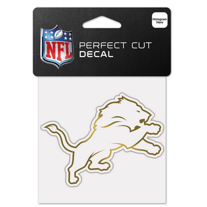 Wincraft Detroit Lions Decal 4x4 Perfect Cut Metallic Gold -