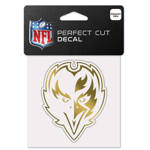 Wincraft Baltimore Ravens Decal 4x4 Perfect Cut Metallic Gold -