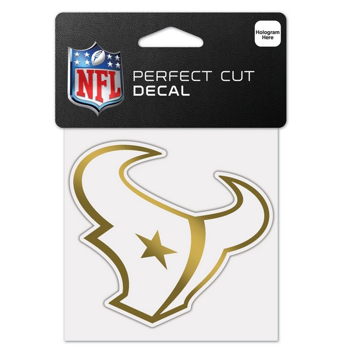 Houston Texans Decal 4x4 Perfect Cut Metallic Gold -