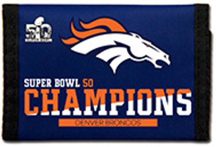 Denver Broncos Wallet Nylon Trifold Super Bowl 50 Champion