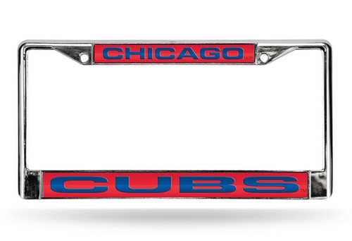 Rico Industries Chicago Cubs License Plate Frame Laser Cut Chrome Red