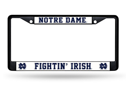 Rico Industries Notre Dame Fighting Irish License Plate Frame Chrome Black