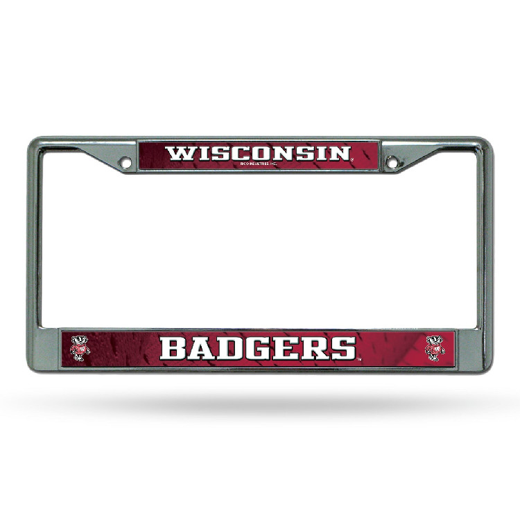 Wisconsin Badgers License Plate Frame Chrome Printed Insert