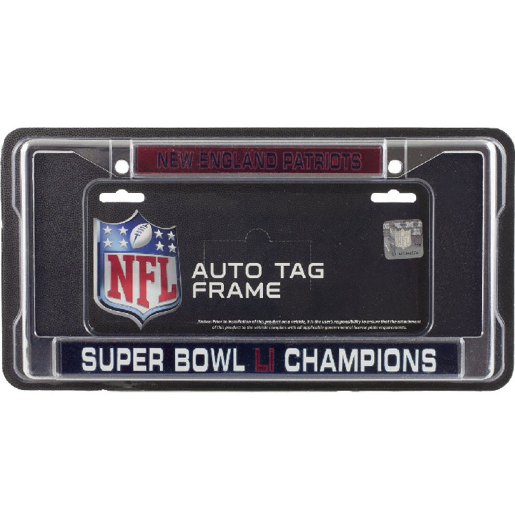 New England Patriots License Plate Frame Laser Chrome Super Bowl 51 Champions