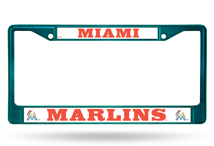 Miami Marlins License Plate Frame Metal Aqua