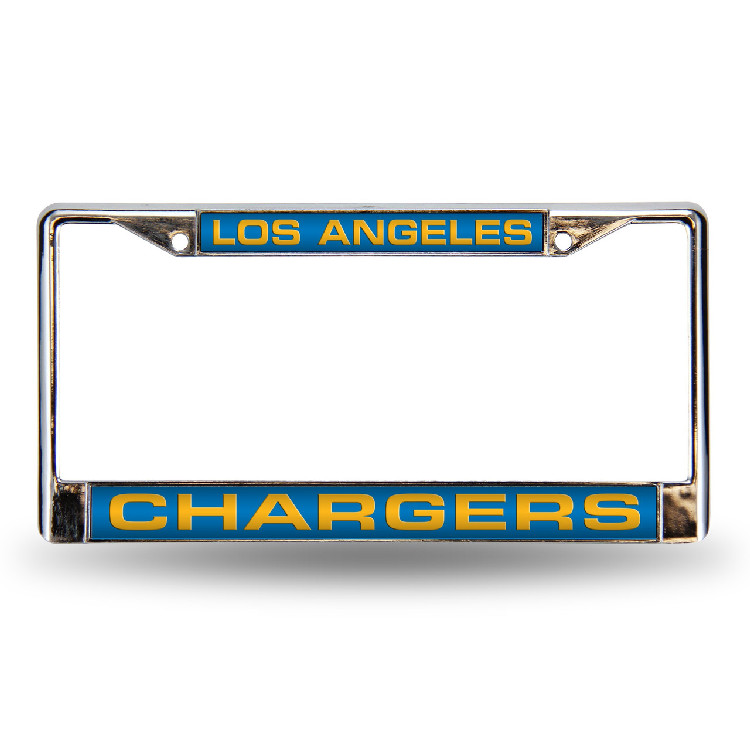 Los Angeles Chargers License Plate Frame Laser Cut Chrome