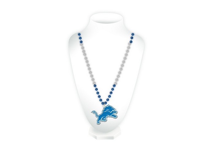 Rico Industries Detroit Lions Beads with Medallion Mardi Gras Style -