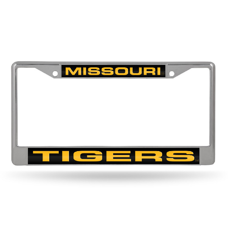 Missouri Tigers License Plate Frame Laser Cut Chrome Alternate Design