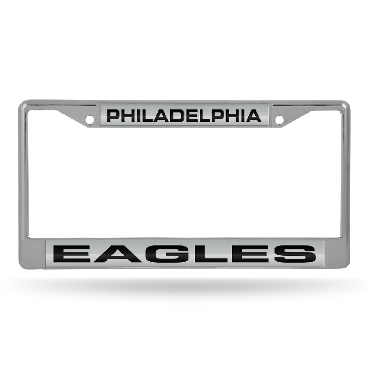 Philadelphia Eagles License Plate Frame Laser Cut Chrome Silver with Green Letters