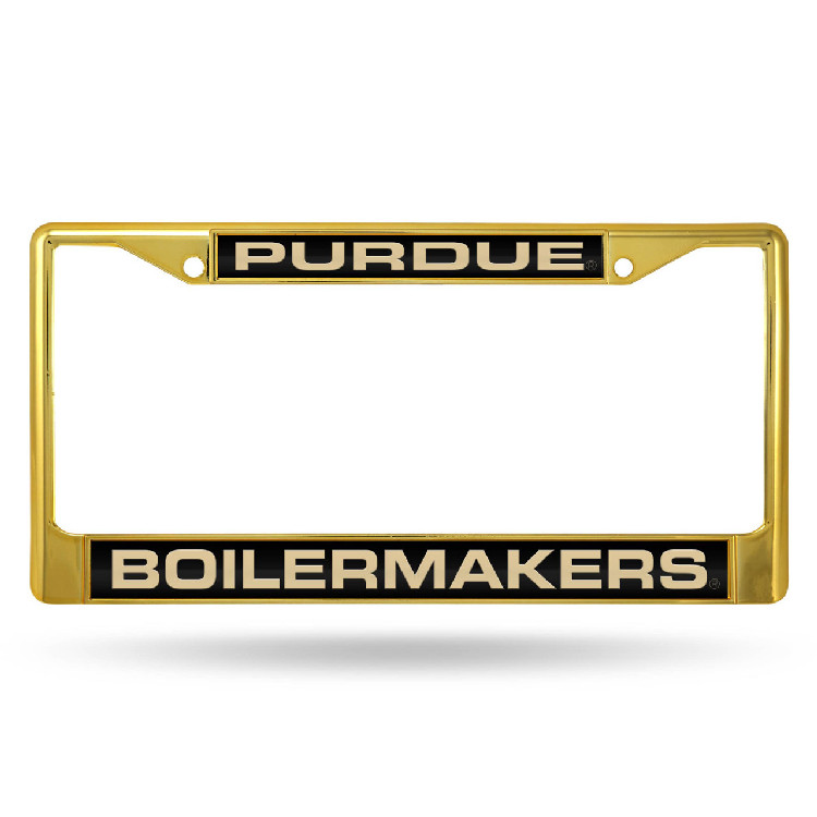 Purdue Boilermakers License Plate Frame Metal Gold