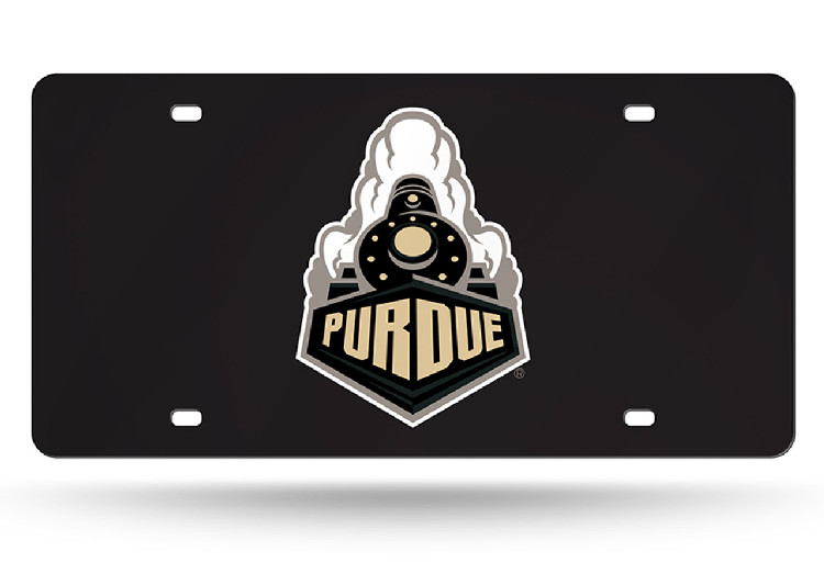 Purdue Boilermakers License Plate Laser Cut Black Train Front View