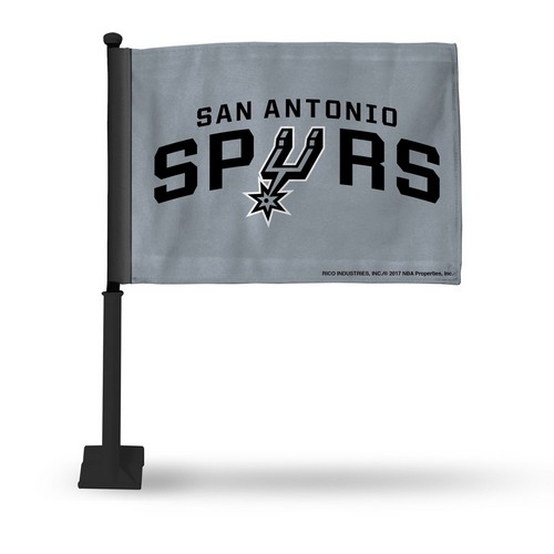 Rico Industries San Antonio Spurs Flag Car Style Silver with Black Pole -