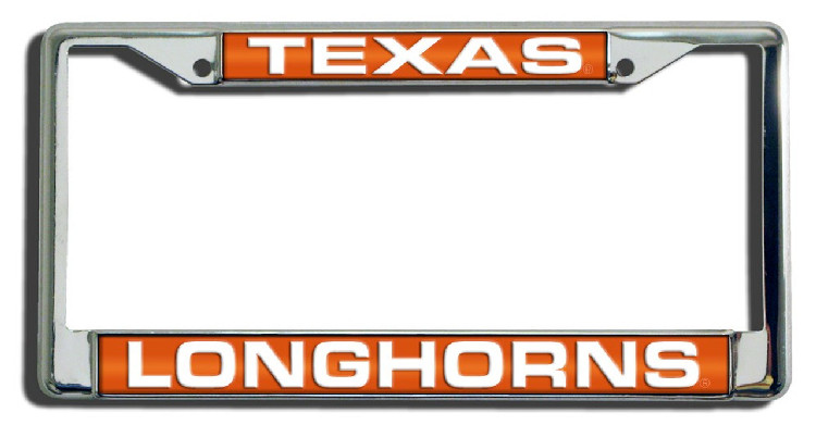 Texas Longhorns License Plate Frame Laser Cut Chrome