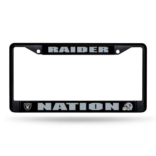 Rico Industries Las Vegas Raiders License Plate Frame Chrome Black Nation Design