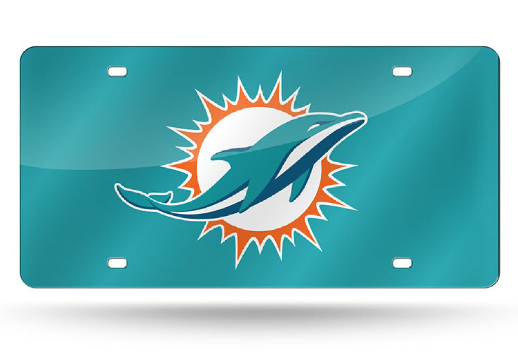 Miami Dolphins License Plate Laser Cut Light Teal