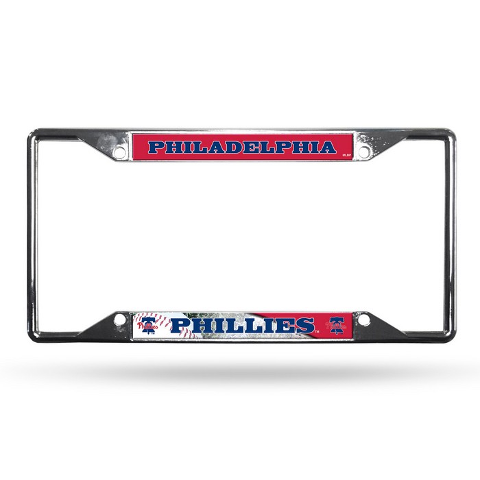 Philadelphia Phillies License Plate Frame Chrome EZ View Alternate Design