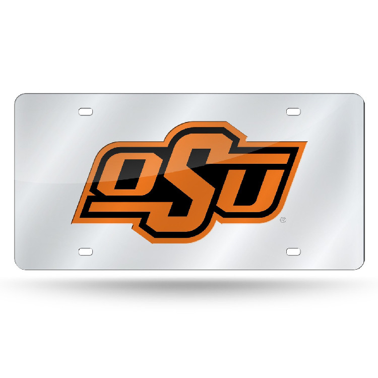 Oklahoma State Cowboys License Plate Laser Cut Silver