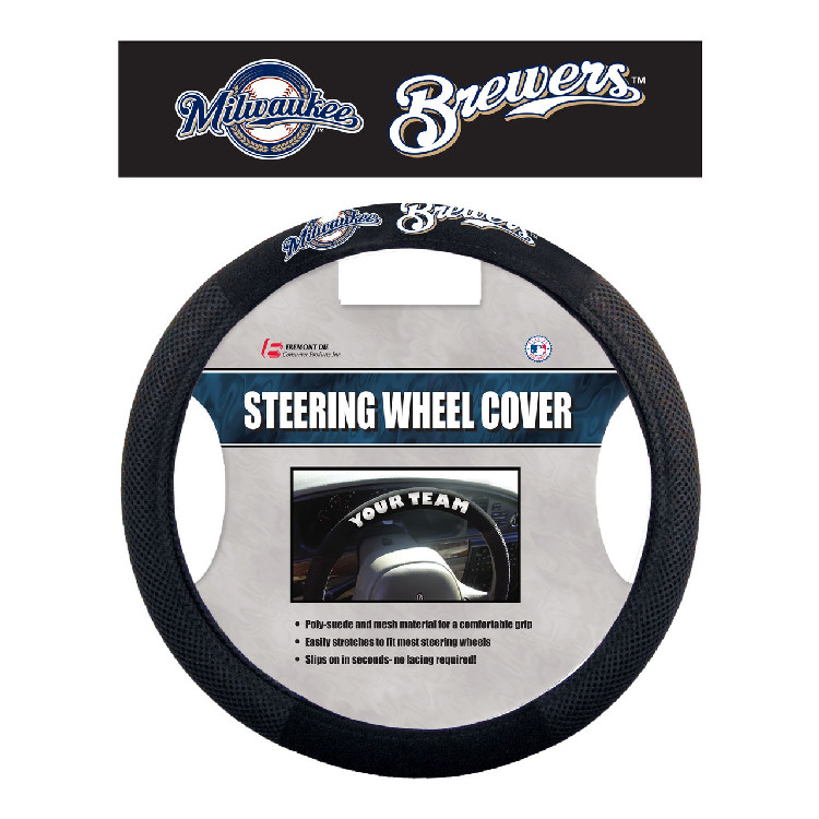 Milwaukee Brewers Steering Wheel Cover Mesh Style CO