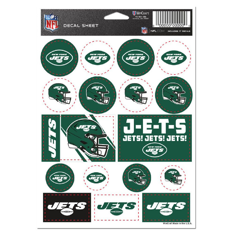 New York Jets Decal Sheet 5x7 Vinyl