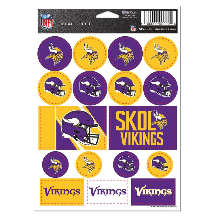 Minnesota Vikings Decal Sheet 5x7 Vinyl