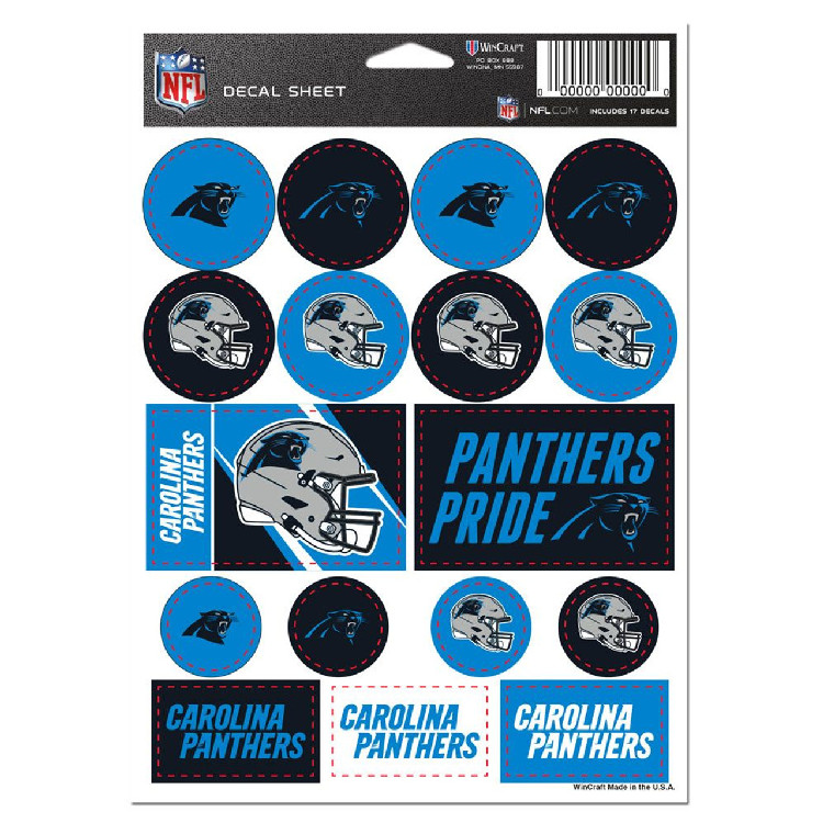 Carolina Panthers Decal Sheet 5x7 Vinyl