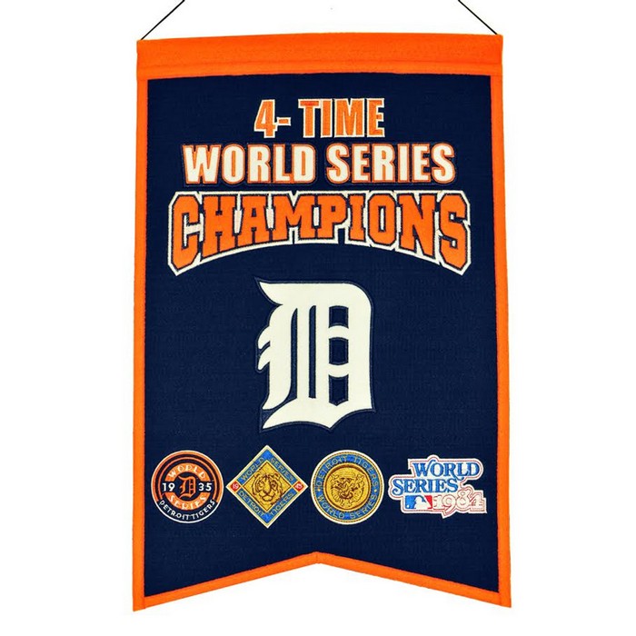 Detroit Tigers Banner 14x22 Wool Championship