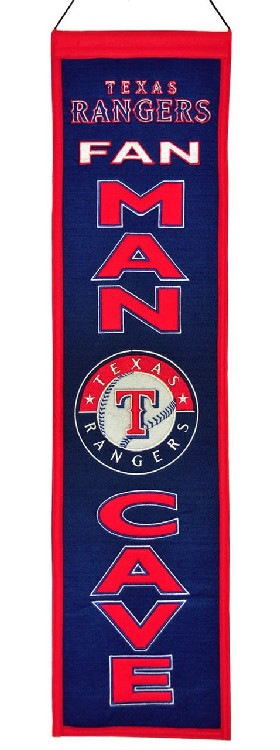 Texas Rangers Banner 8x32 Wool Man Cave