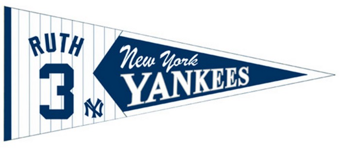 New York Yankees Pennant 13x32 Wool Legends Babe Ruth