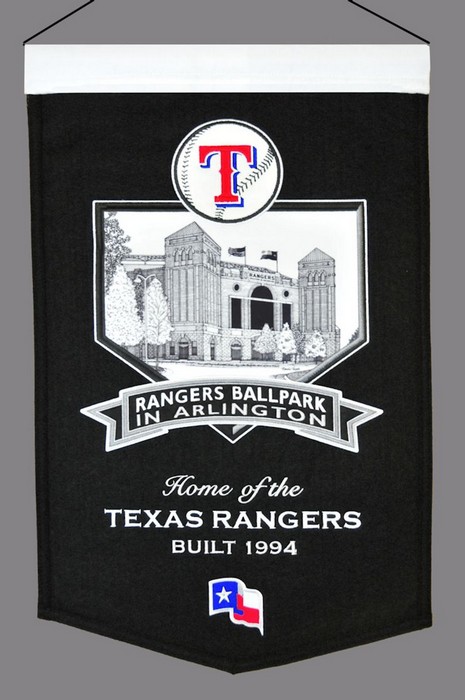 Texas Rangers Banner 15x24 Wool Stadium Rangers Ball Park