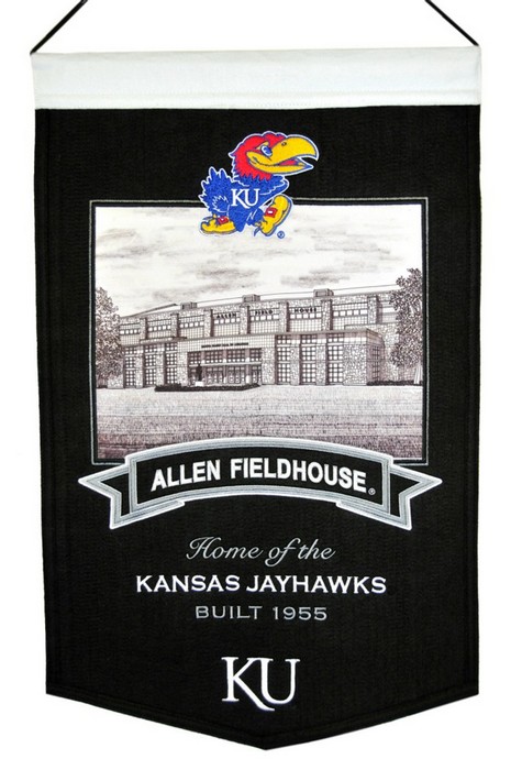 Kansas Jayhawks Banner 15x24 Wool Stadium Allen Fieldhouse