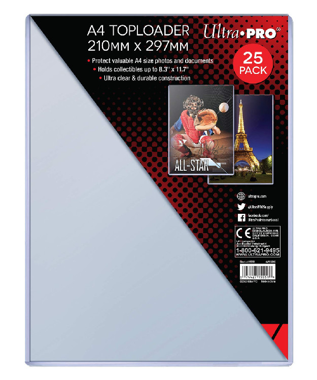 Toploader - A4 Size - 210mm x 297mm - 8.3x11.7 (25 per pack)