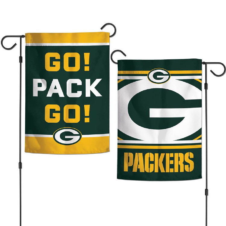 Green Bay Packers Flag 12x18 Garden Style 2 Sided Slogan Design