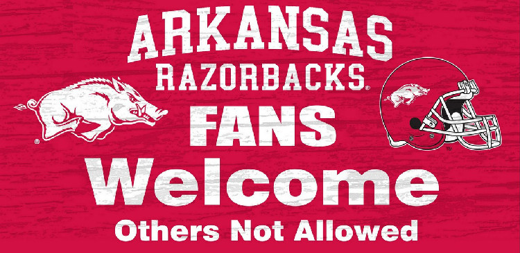 Arkansas Razorbacks Wood Sign - Fans Welcome 12"x6"