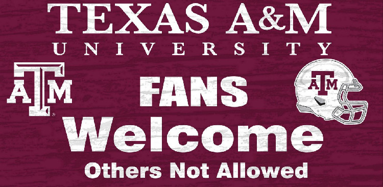 Texas A&M Aggies Wood Sign - Fans Welcome 12"x6"