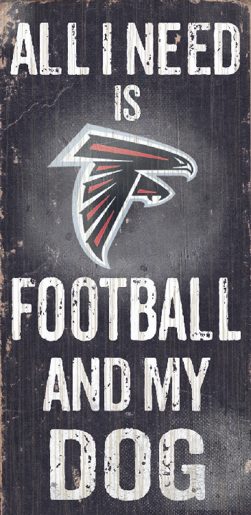 Atlanta Falcons Wood Sign - Football and Dog 6"x12"