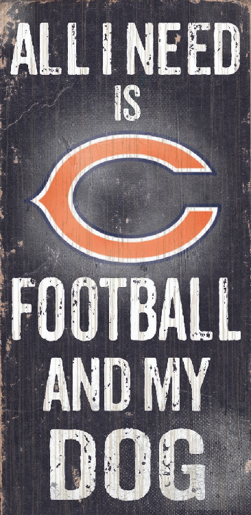 Chicago Bears Wood Sign - Football and Dog 6"x12"