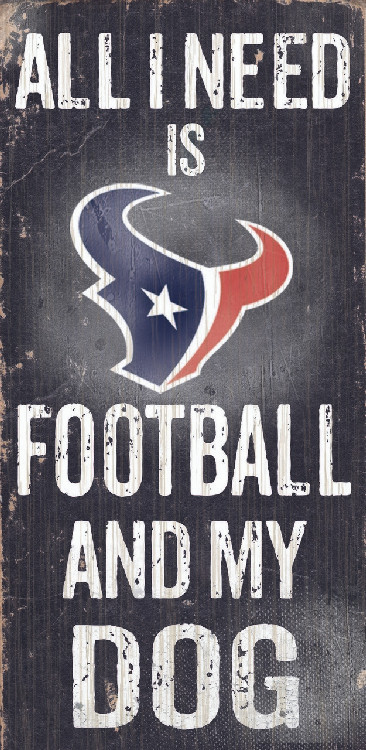 Houston Texans Wood Sign - Football and Dog 6"x12"