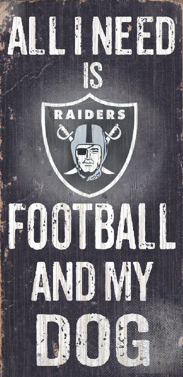 Las Vegas Raiders Wood Sign - Football and Dog 6"x12"