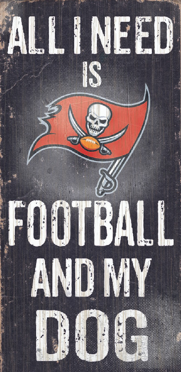 Tampa Bay Buccaneers Wood Sign - Football and Dog 6"x12"