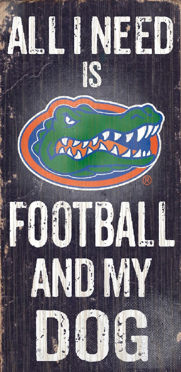 Florida Gators Wood Sign - Football and Dog 6"x12"