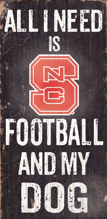 North Carolina State Wolfpack Wood Sign - Football and Dog 6x12