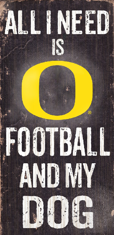 Oregon Ducks Wood Sign - Football and Dog 6"x12"