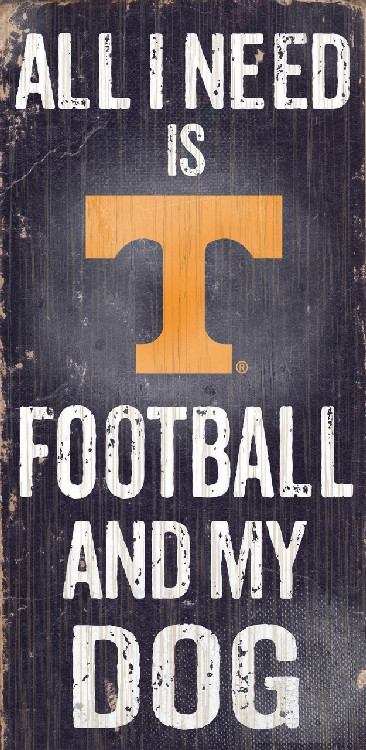 Tennessee Volunteers Wood Sign - Football and Dog 6"x12"